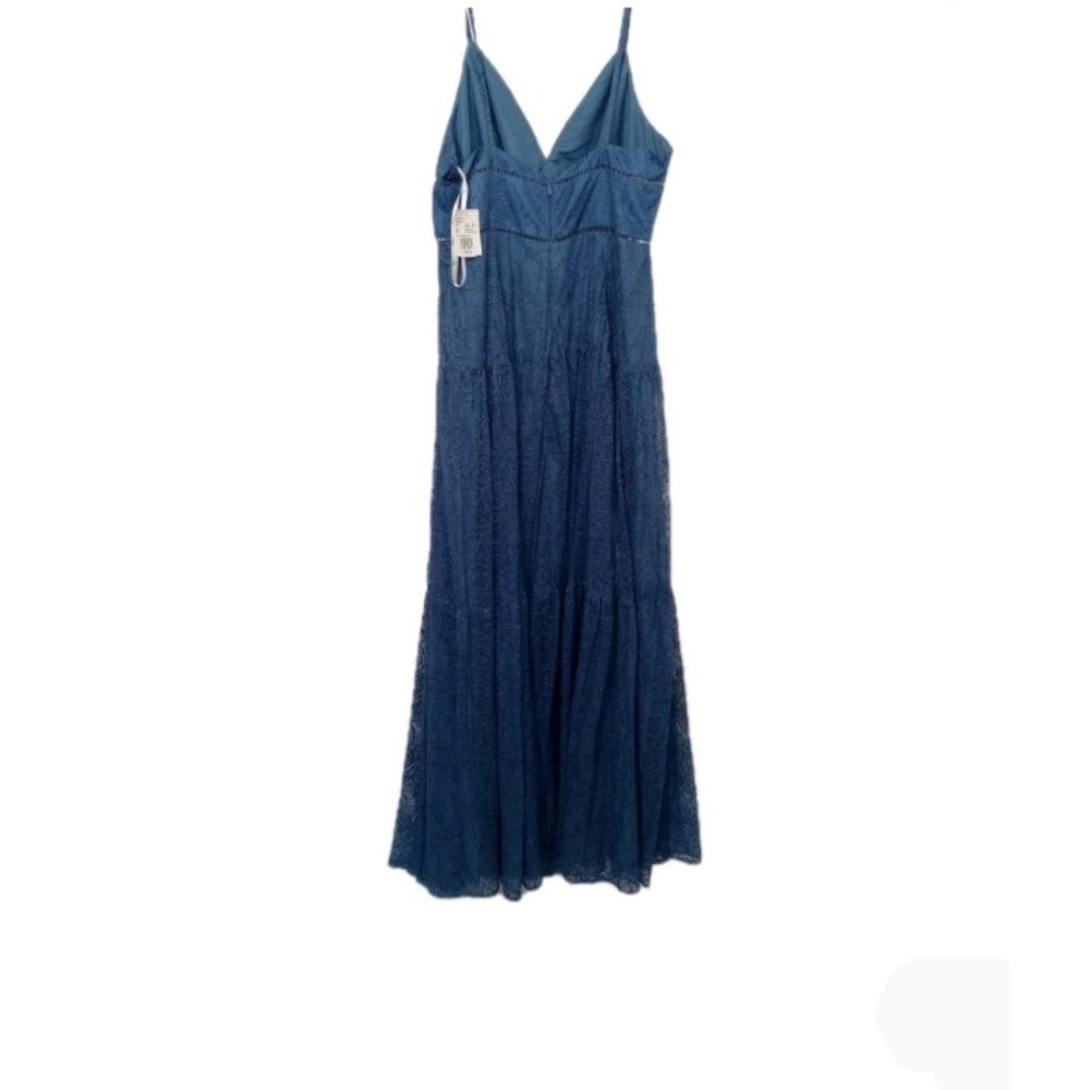 NWT DB Studio Lace A-Line Gown 16 Blue Floor Length V-Neck Formal Prom Wedding - Picture 5 of 15